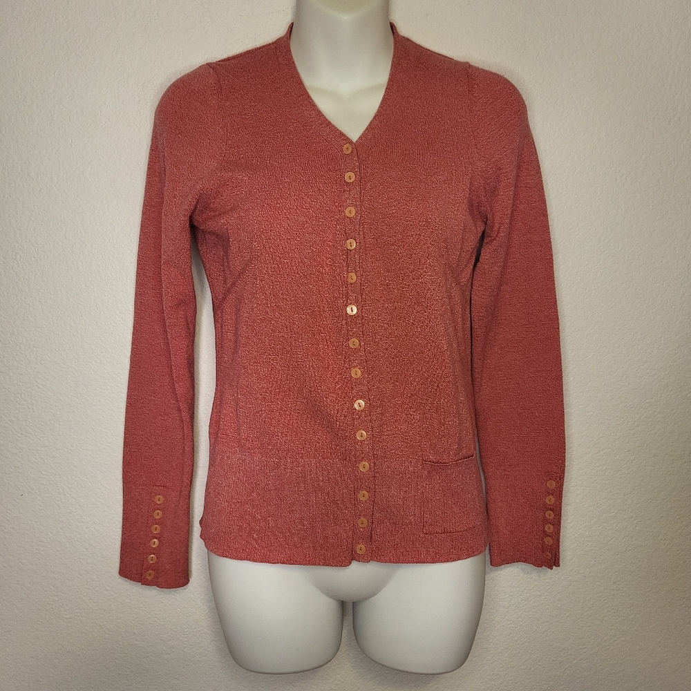 Anthropologie | HWR Monogram Pink Knit Sweater size Medium